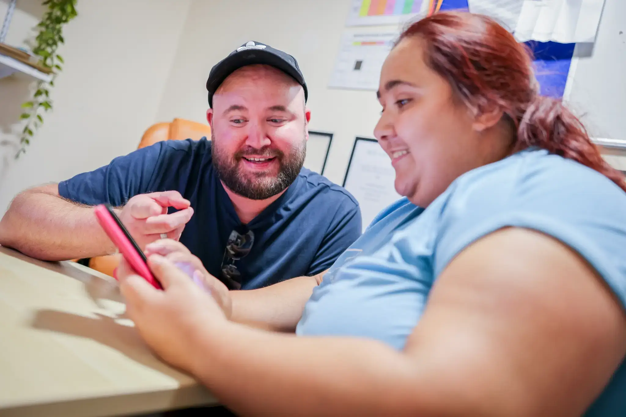 Person supported learning how to use smart phone 2 Person supported learning how to use smart phone 2